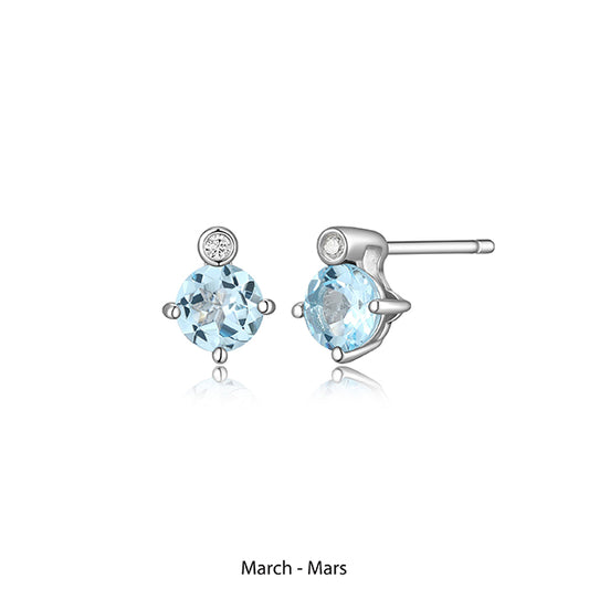 ELLE "Birthstone" March (Topaz) and Lab Grown Diamond Earrings