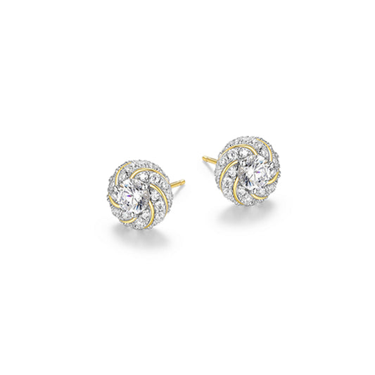 Charles Garnier Sterling Silver "Gleam" 5mm Cubic Zirconia Ball Stud Earrings - Silver and Gold
