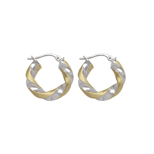 14K Two Tone Gold Hoop Earrings
