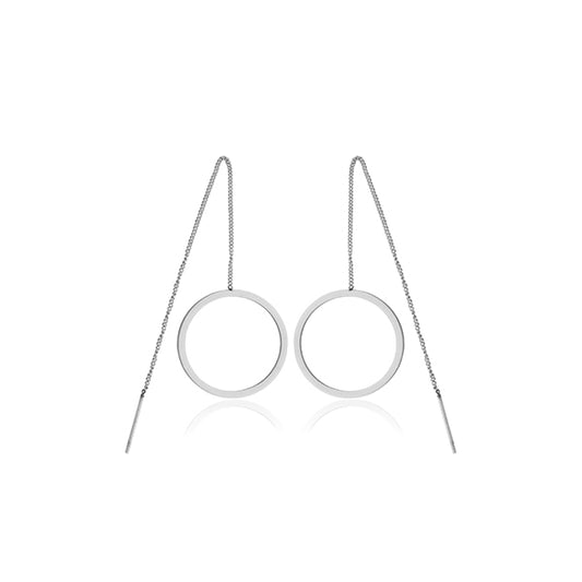 CJ Steelx Circle Chain Threader Earrings - Silver