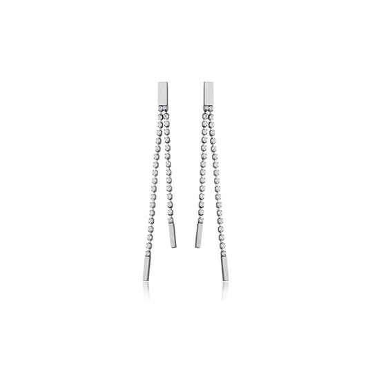 CJ Steelx CZ Dangle Earrings - Silver