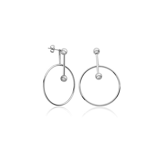 CJ Steelx Circle Bar and Ball Post Earrings - Silver
