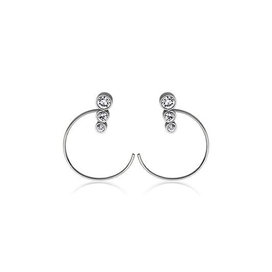 CJ Steelx Stainless Steel Slider Hoop Earrings with Preciosa Crystal