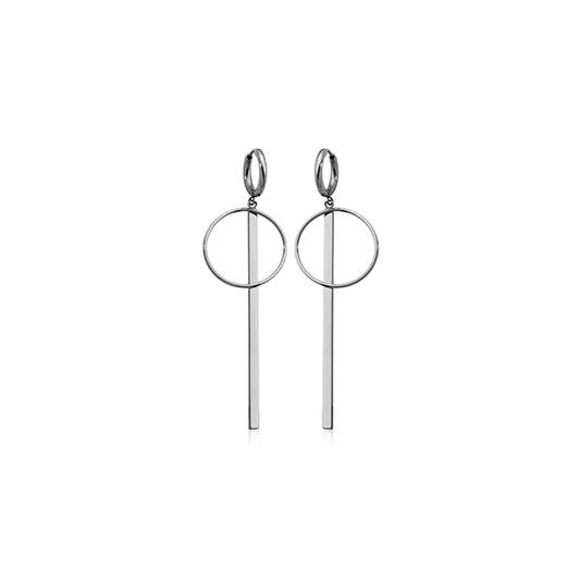 CJ Steelx Bar Disc Huggie Stainless Steel Earrings