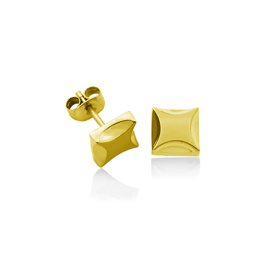 CJ Steelx 8mm IP Gold Square Diamond Cut Stainless Steel Earrings