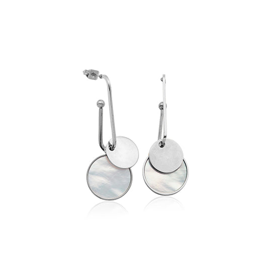 CJ Steelx Mother of Pearl (Removeable) Pin Earrings - Silver
