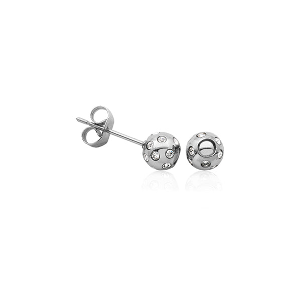 CJ Steelx Beaded Ball Stud with Crystals