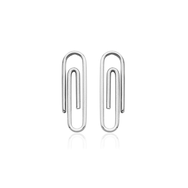 CJ Steelx Paperclip Stud Earrings - Silver
