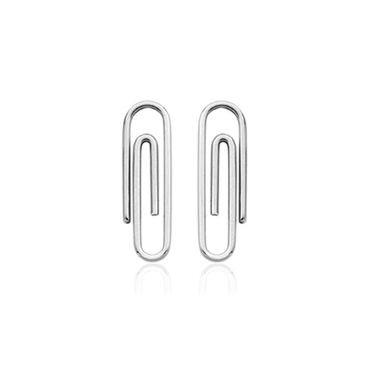 CJ Steelx Paperclip Stud Earrings - Silver