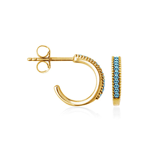 CJ Steelx "March" Aquamarine Crystal Huggie Hoop Earrings - Blue