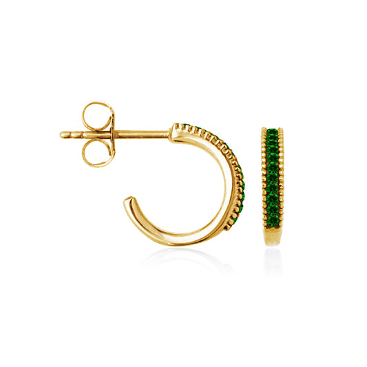 CJ Steelx "May" Emerald Crystal Huggie Hoop Earrings - Green