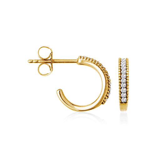 CJ Steelx "April" Diamond Crystal Huggie Hoop Earrings - White