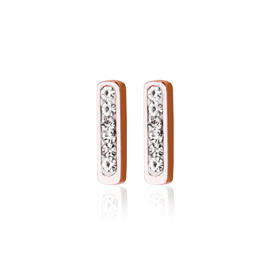 CJ Steelx Cubic Zirconia Bar Earrings - Rose Gold