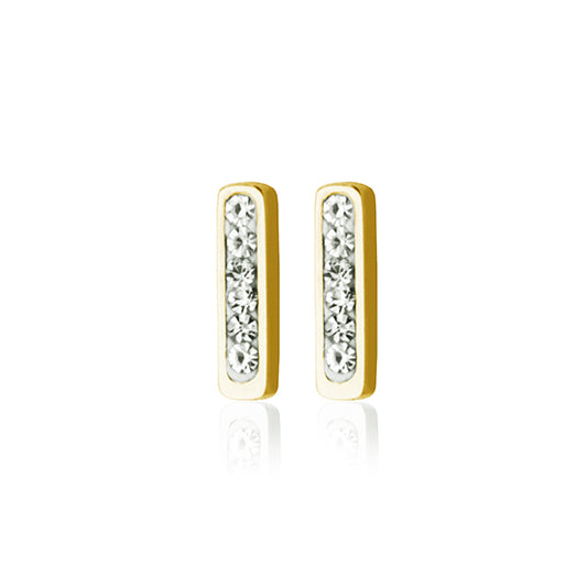 CJ Steelx Cubic Zirconia Bar Earrings - Gold