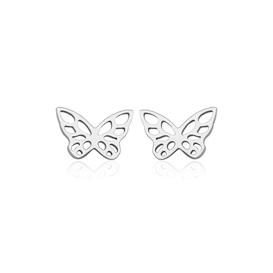 CJ Steelx Butterfly Stud Earrings - Silver