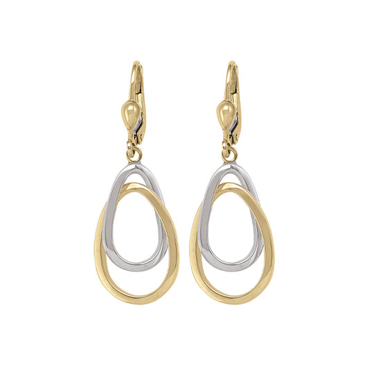 14K-Gold-and-Silver-Oval-Ring-Shaped-Drop-Earrings