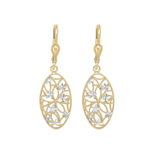 10K-Gold-and-Silver-Oval-Shaped-Fashion-Drop-Earrings---2.0gm