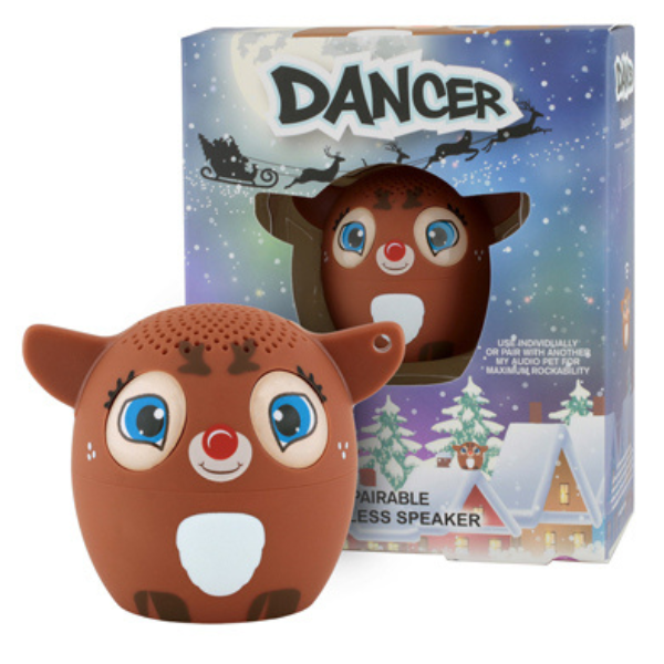 My Audio Pet Speaker Bluetooth Deer - Dancer TWS  and  Lanyard Included 3 Watts Built in Mic Selfie Remote