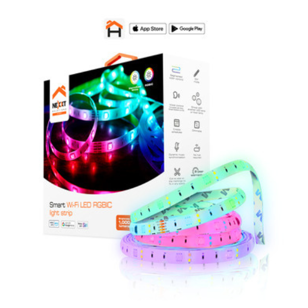 MS53682 Smart Home Wifi LED RGBIC Strip Lights 16 Million Colours Dimmable 16.4ft Smart Controller  and  Power Adapter Voice Control Amazon Alexa Google Assistant