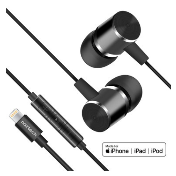 MS53794 Earbuds Lightning MFI Wired Platinum In Line Mic  and  Controls Hifi Digital Audio Dynamic Bass Aircraft Grade Aluminum