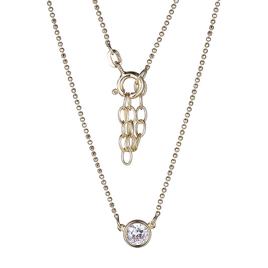 Diamondlite Cubic Zirconia 5mm Round Solitaire Necklace in Gold