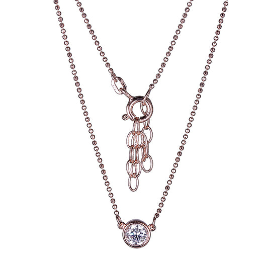 Diamondlite Cubic Zirconia 5mm Round Solitaire Necklace in Rose Gold