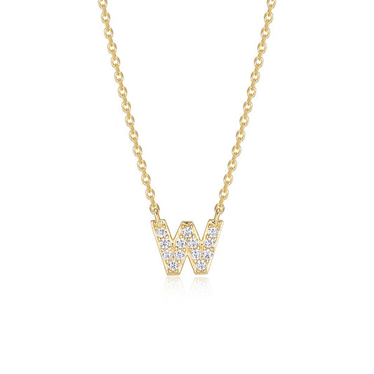 Diamondlite Cubic Zirconia Mini Initial W Necklace - Gold