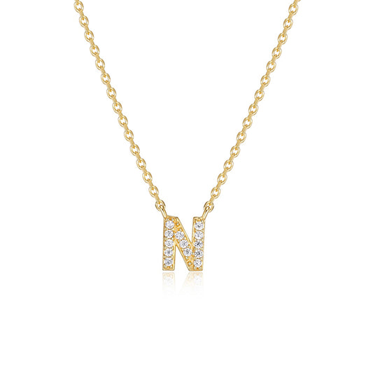Diamondlite Cubic Zirconia Mini Initial N Necklace - Gold