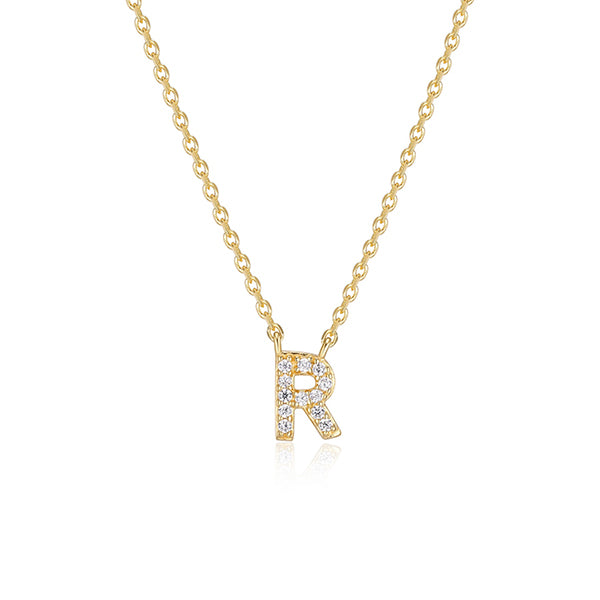 Diamondlite Cubic Zirconia Mini Initial R Necklace - Gold