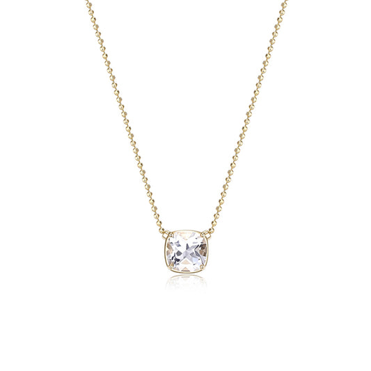 ELLE "Marble" Clear Quartz Cushion Cut Necklace - Gold