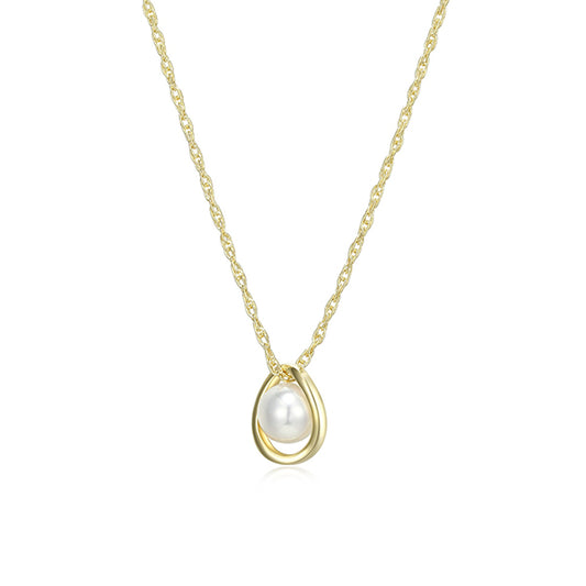 ELLE "Luna" Sterling Silver White Pearl Necklace - Gold