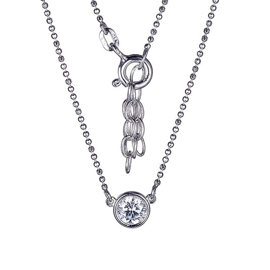 Diamondlite Cubic Zirconia 5mm Round Solitaire Necklace in Silver