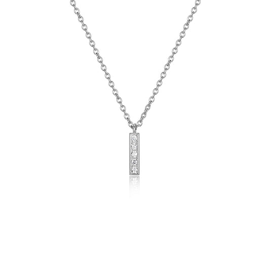 Diamondlite Cubic Zirconia Mini Bar Cable Chain Necklace - Silver