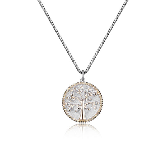 Diamondlite Cubic Zirconia Tree of Life Medallion Necklace - Silver