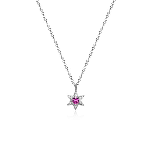 Diamondlite Cubic Zirconia "Mystique" Pink Sapphire Star Necklace - Silver