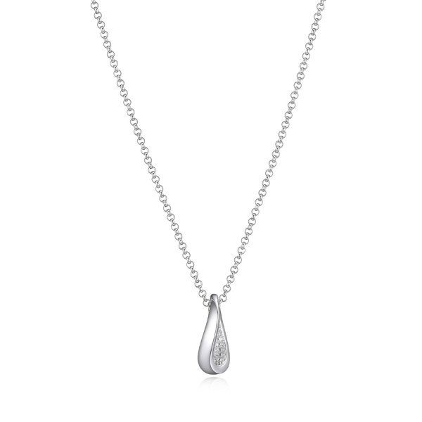 NR0LBJB0-W Ocean Cubic Zirconia Tear Drop Pendant Necklace