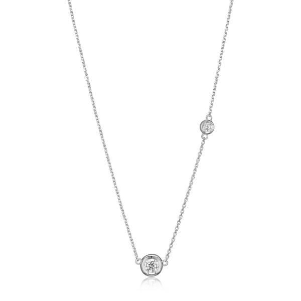 NR0LBK10-W Bubble Cubic Zirconia Bezel Set Necklace