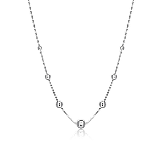 ELLE "Orb" Sterling Silver Silver Bead Station Necklace - Silver