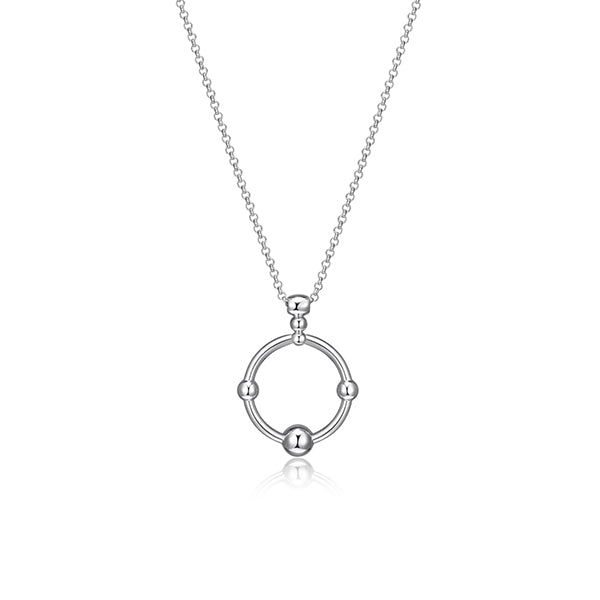 ELLE "Orb" Sterling Silver Bead Circle Necklace - Silver