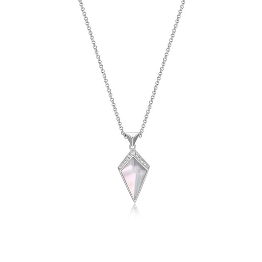 ELLE "Iceberg" Mother of Pearl and Crystal with Cubic Zirconia Necklace - Silver