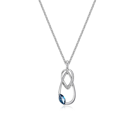 ELLE "Swing" Interlocking Necklace with Topaz and Pave Cubic Zirconia - Silver