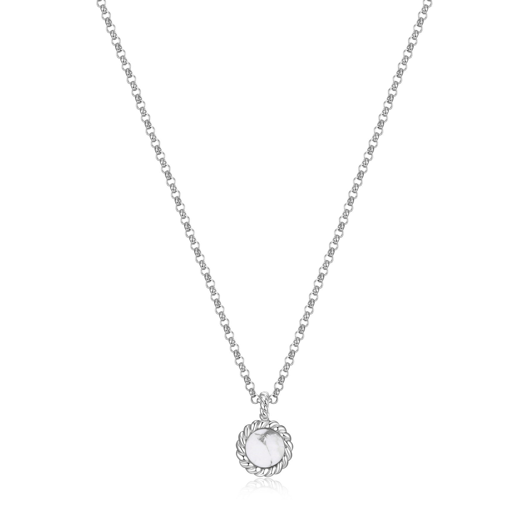ELLE "Nautical" 6mm Howlite with Rope Trim Necklace - White