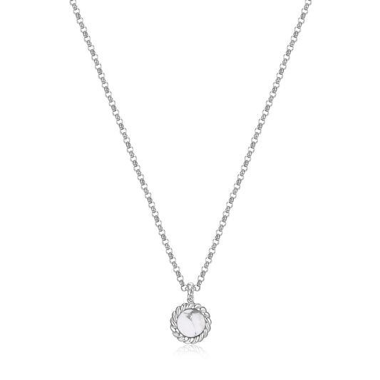 ELLE "Nautical" 6mm Howlite with Rope Trim Necklace - White
