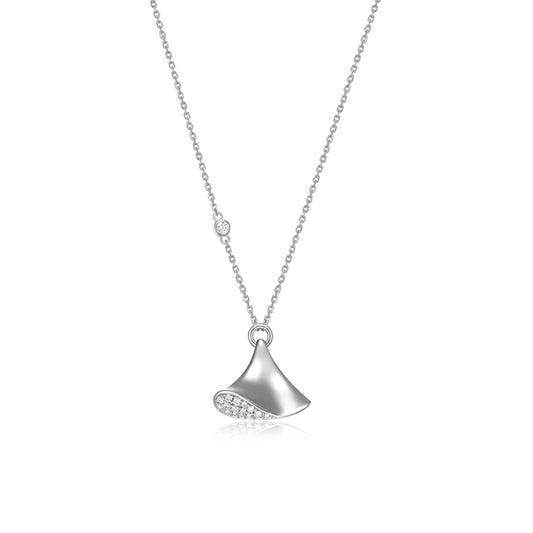 ELLE "Flamenco" Single Triangular Dangle with Cubic Zirconia Necklace - Silver
