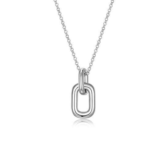 ELLE "Simpatico" Interlocked Rectangle Link Necklace - Silver