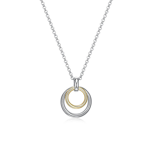 ELLE "Simpatico" Double Circle Necklace - Silver and Gold