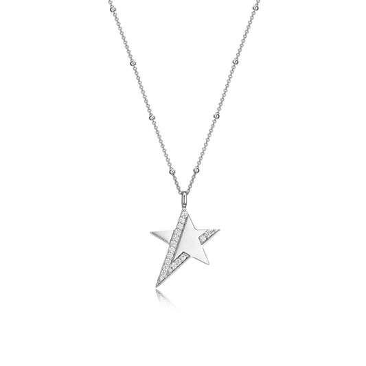 ELLE "Motif" Star with Cubic Zirconia Necklace - Silver