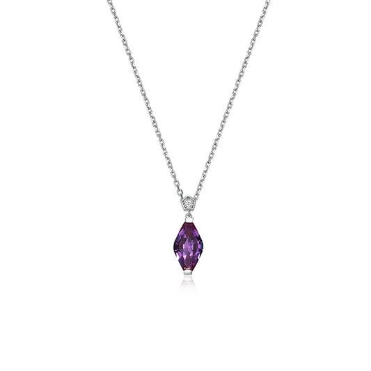 ELLE "Etoile" Marquise Shape Created Sapphire and Lab Grown Diamond Necklace - Purple