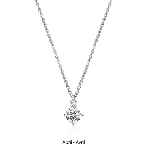 ELLE "Birthstone" April (Moissanite) and Lab Grown Diamond Necklace
