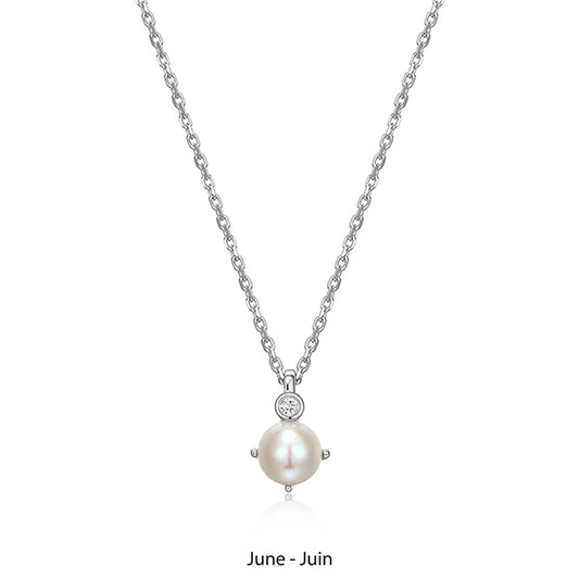 ELLE "Birthstone" June (Pearl) and Lab Grown Diamond Necklace